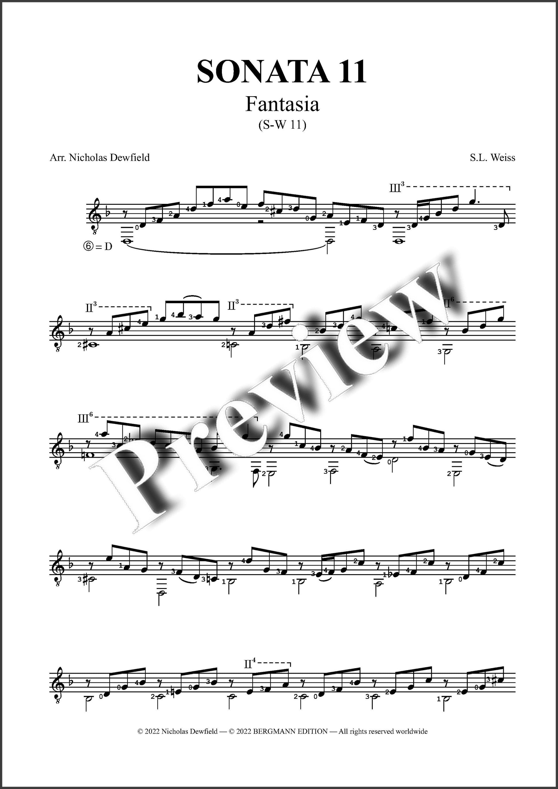 Weiss-Dewfield, Sonata No. 11 - preview of the fantasia