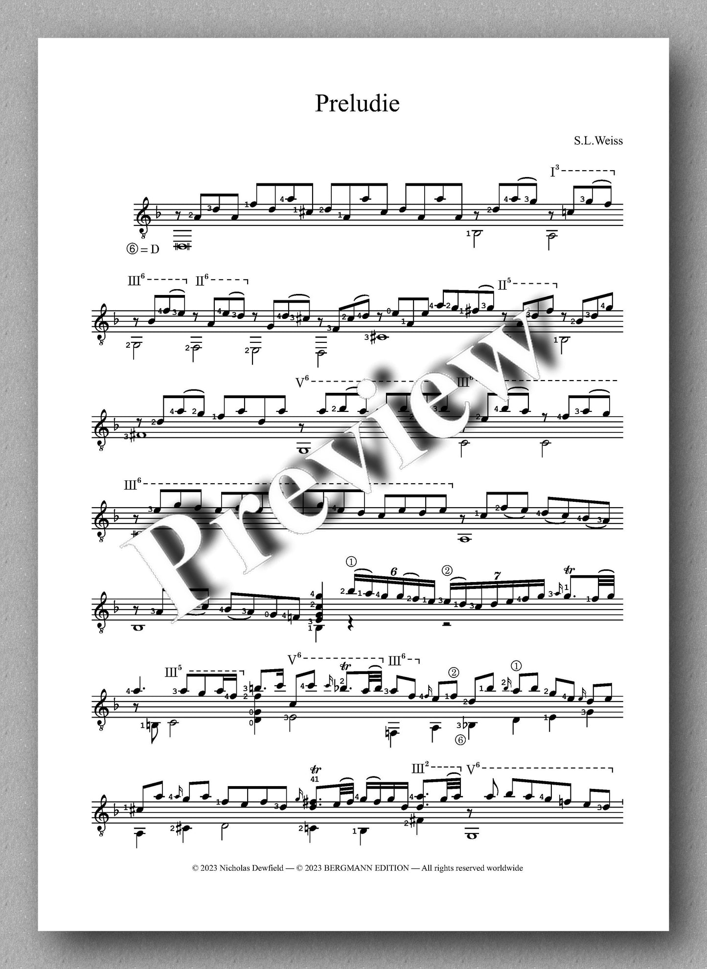 Sylvius Leopold Weiss (1687-1750), Sonata No. 13 - preview of the music score 1