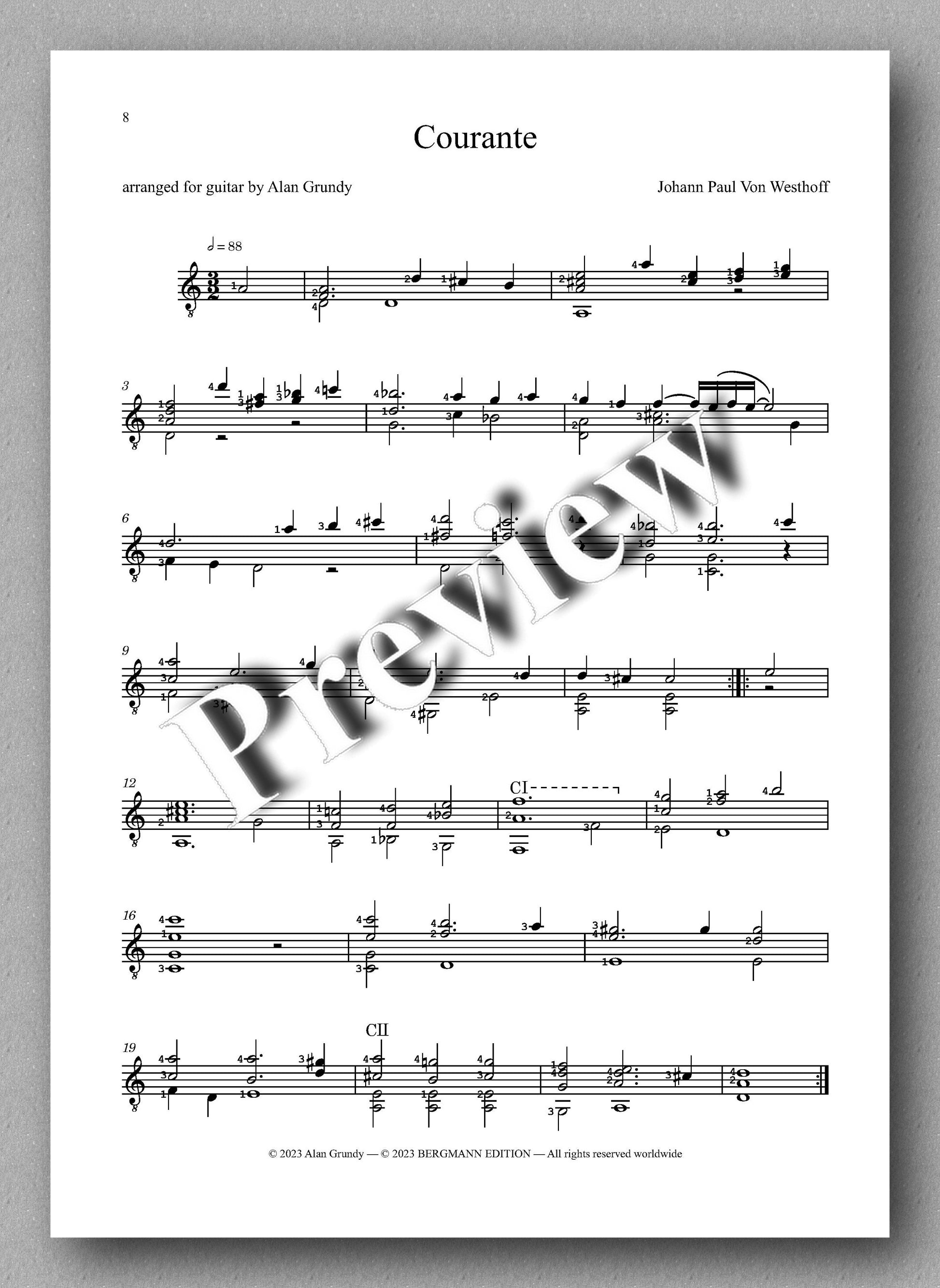 Johann Paul Von Westhoff, Suite in D minor - preview of the music score 2