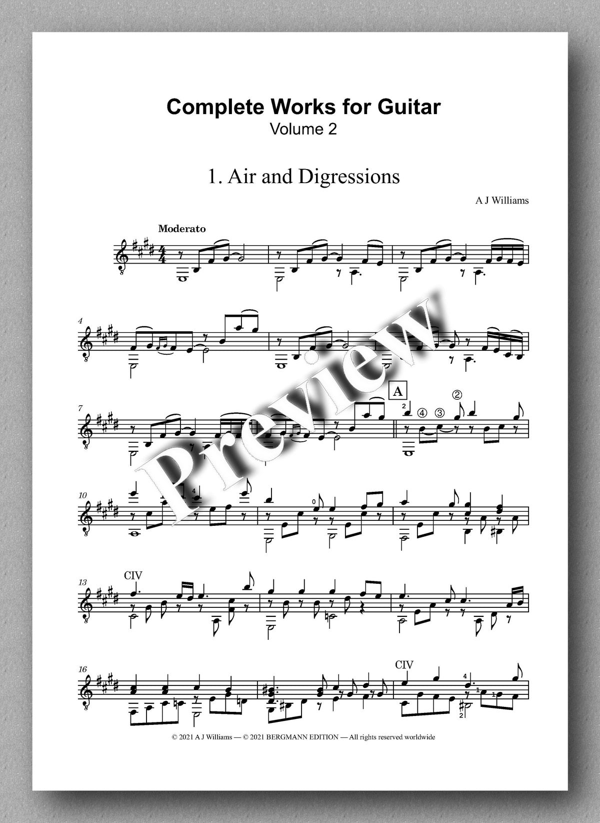 Williams, Complete Works, Volume 2 - music score 1