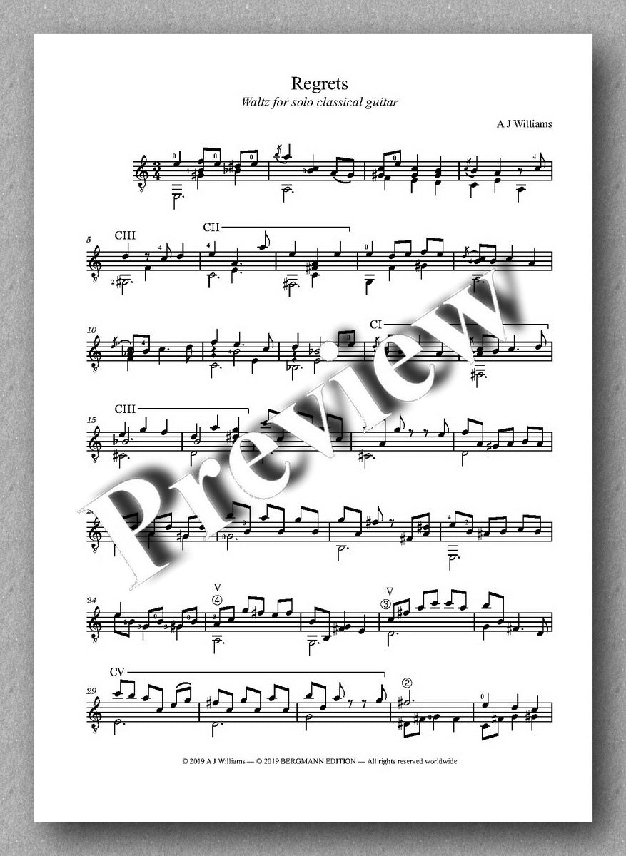 Andrew Williams, Three Short Pieces - preview of the music score 1