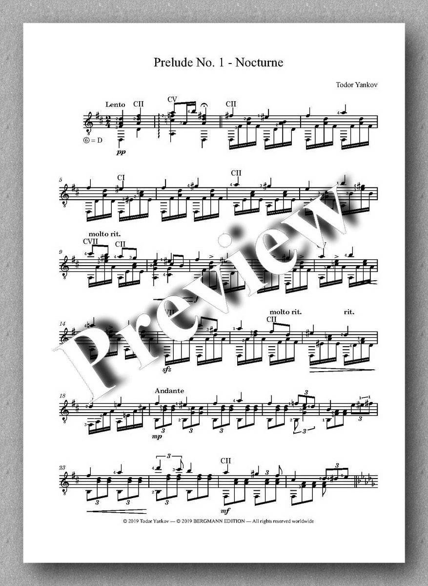 Todor Yankov, Five Preludes - preview of the music score 1