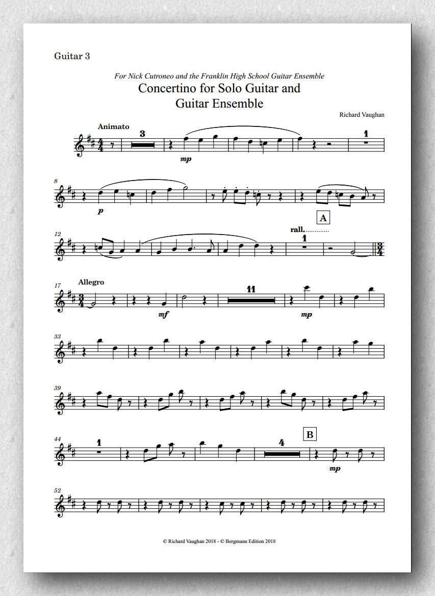 Vaughan, Concertino for Solo Guitar and Guitar Ensemble